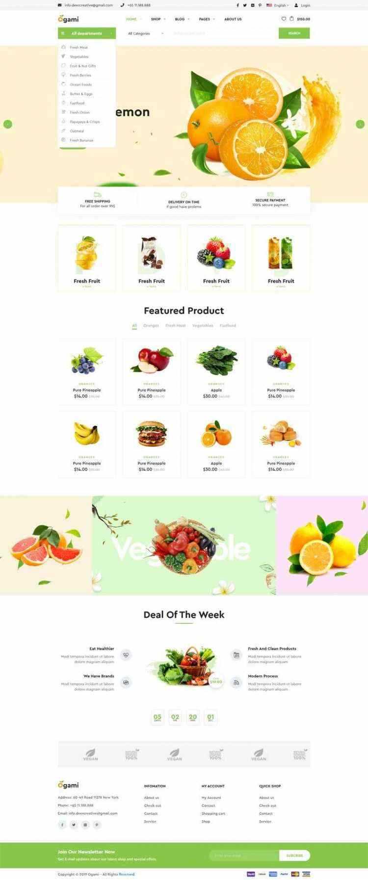 多用途的响应式食品商城网站 - 入巷拾玖