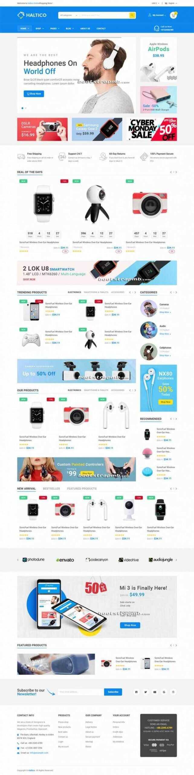蓝色Bootstrap4大型响应式数码产品设备商城 - 入巷拾玖