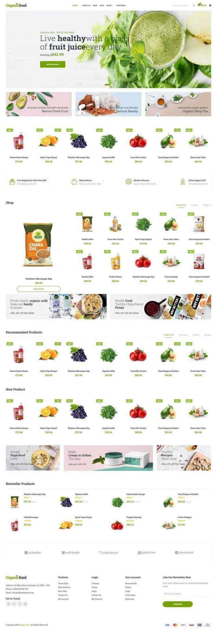 绿色Bootstrap4响应式食品蔬菜水果外卖预订商城网站 - 入巷拾玖