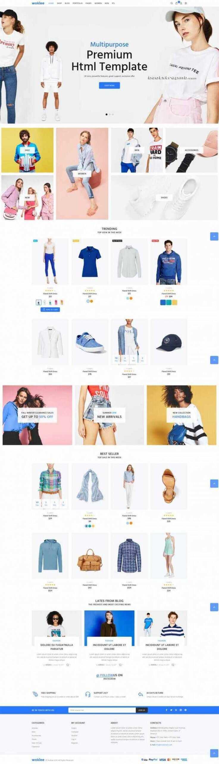 蓝色宽屏Bootstrap响应式服装购物商城 - 入巷拾玖