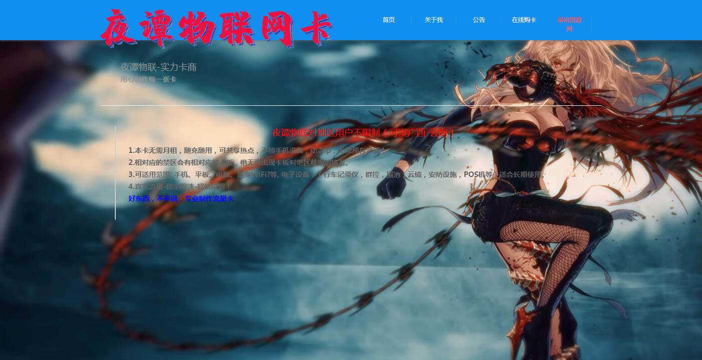 夜谭物联卡介绍的官网源码 - 入巷拾玖
