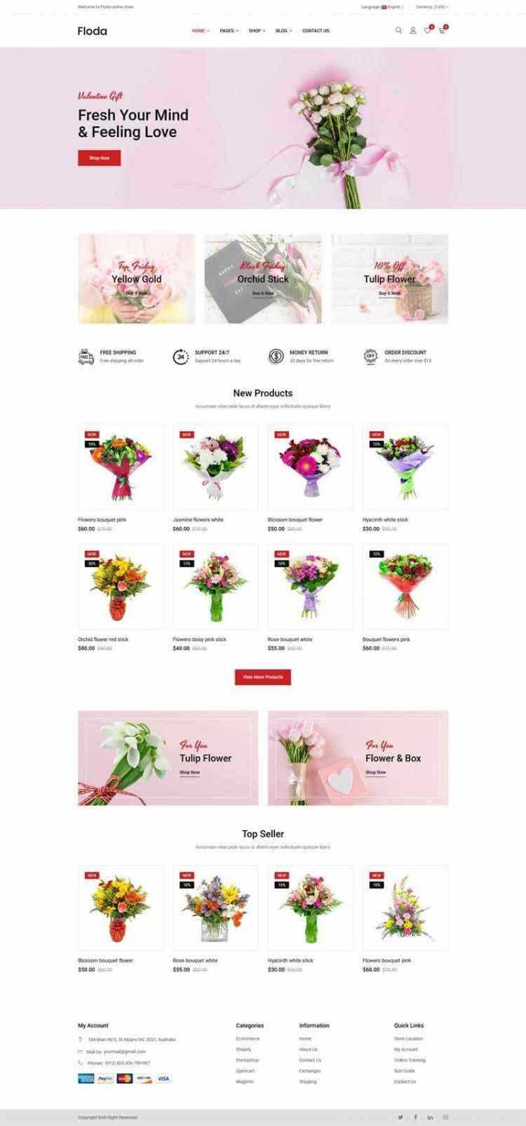 Bootstrap红色精美响应式鲜花花店电商网站 - 入巷拾玖