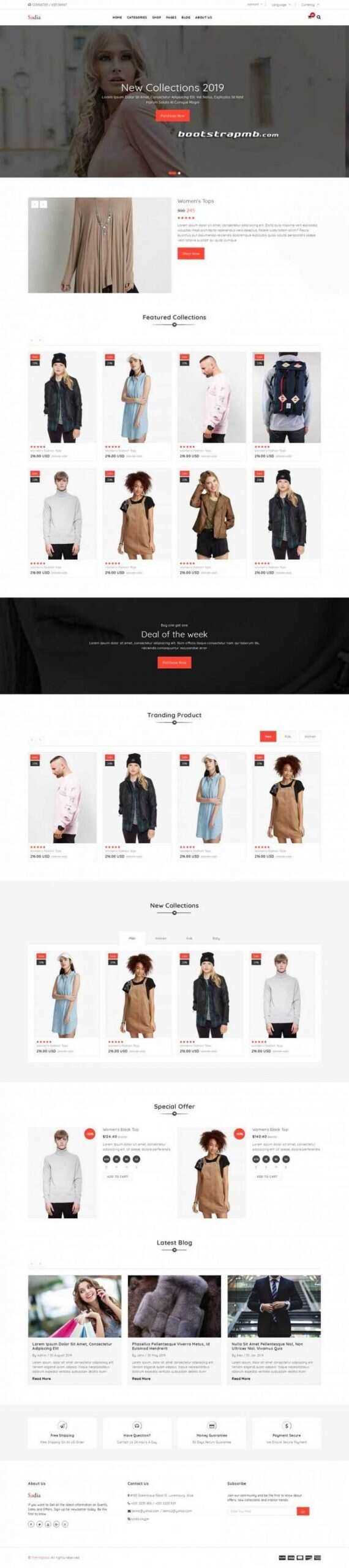 Bootstrap响应式英文服装商城 - 入巷拾玖