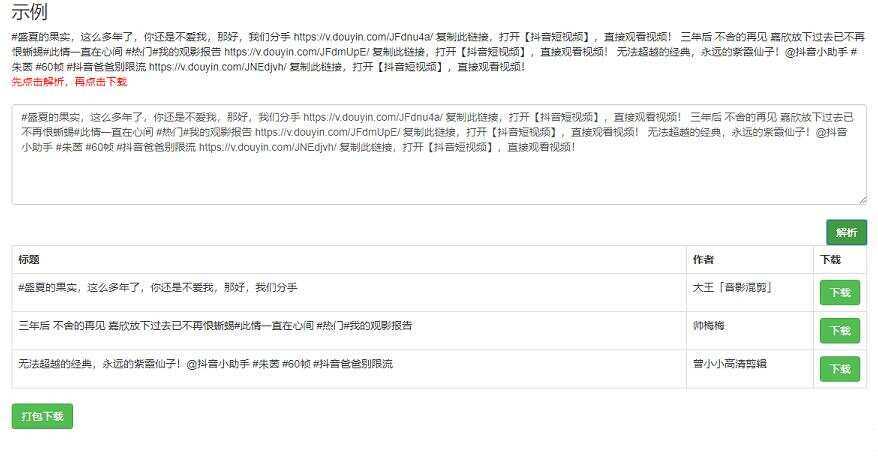 短视频无水印解析网页源码 - 入巷拾玖