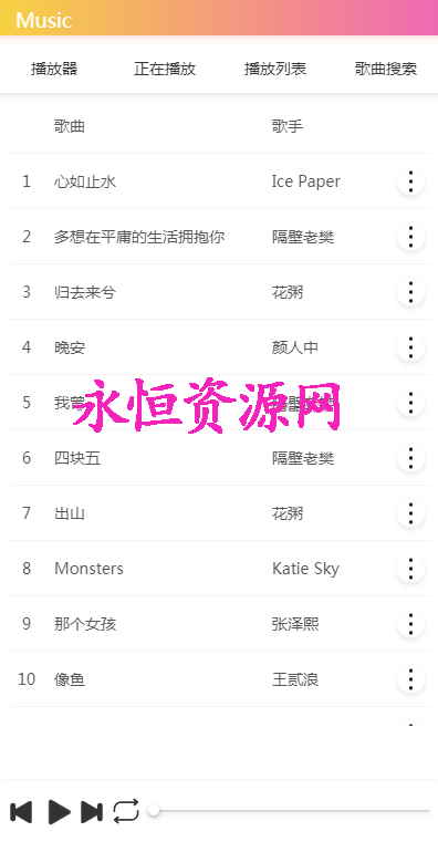 美化版音乐网站源码 - 入巷拾玖