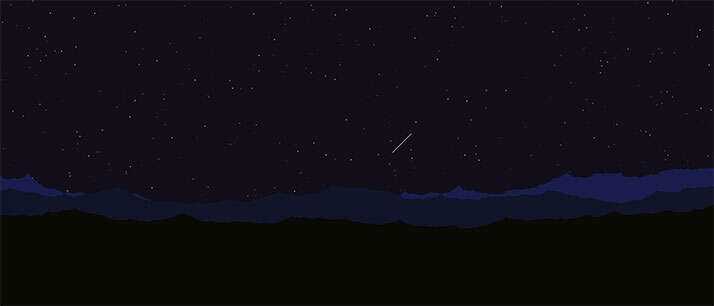 html5 canvas山顶夜空流星划过背景动画特效 - 入巷拾玖