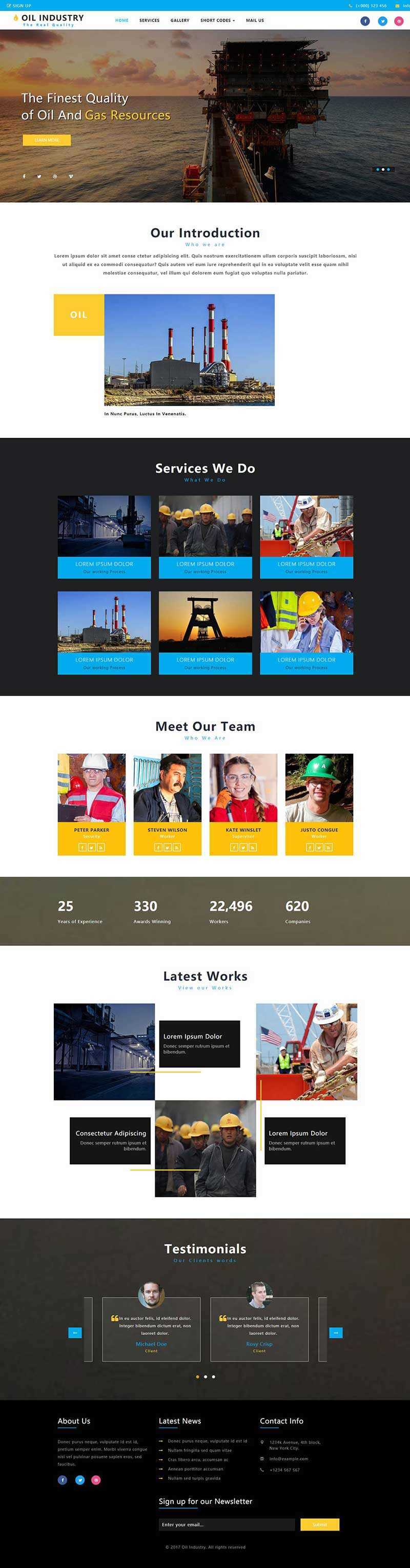 bootstrap石油开采工业类企业网站html模板 - 入巷拾玖