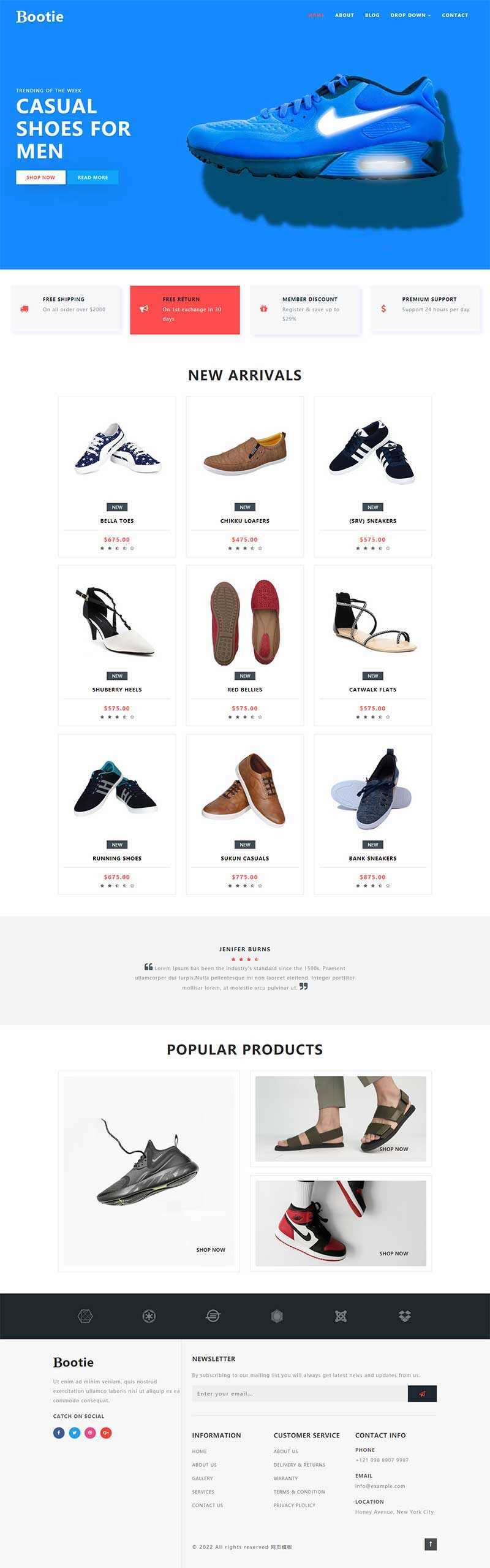 简洁大气的鞋子商城Bootstrap响应式网页模板 - 入巷拾玖