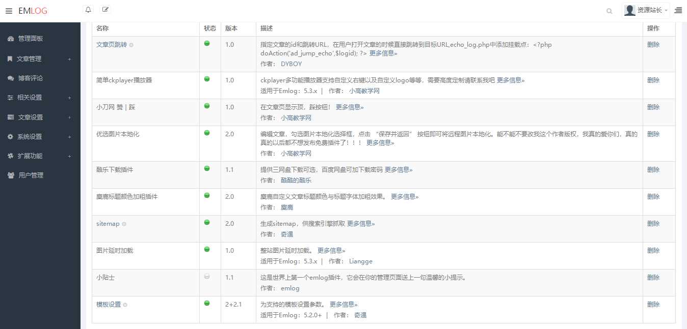 Emlog麋鹿资源网站长二开整站数据带9条采集规则 - 入巷拾玖