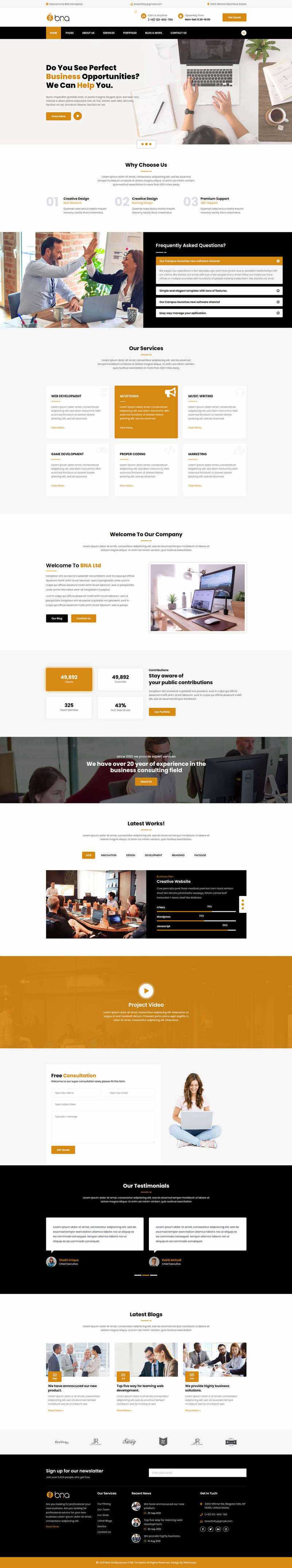 Bootstrap多用途响应式商务企业展示html模板 - 入巷拾玖