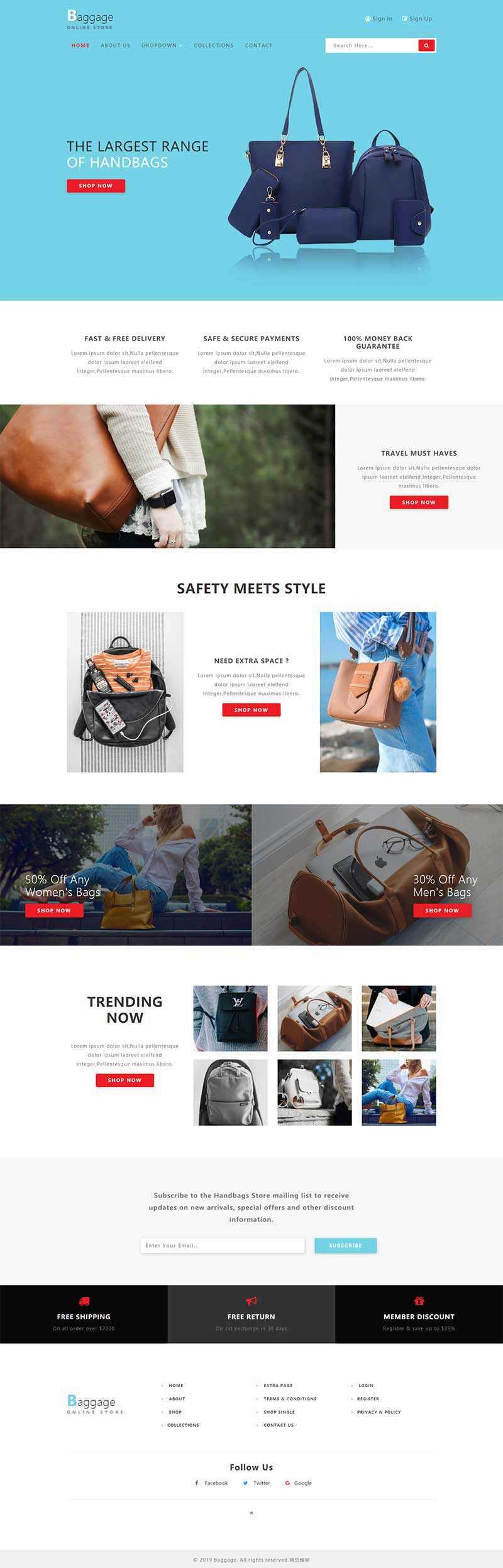 Bootstrap响应式箱包电子商务网站html模板 - 入巷拾玖