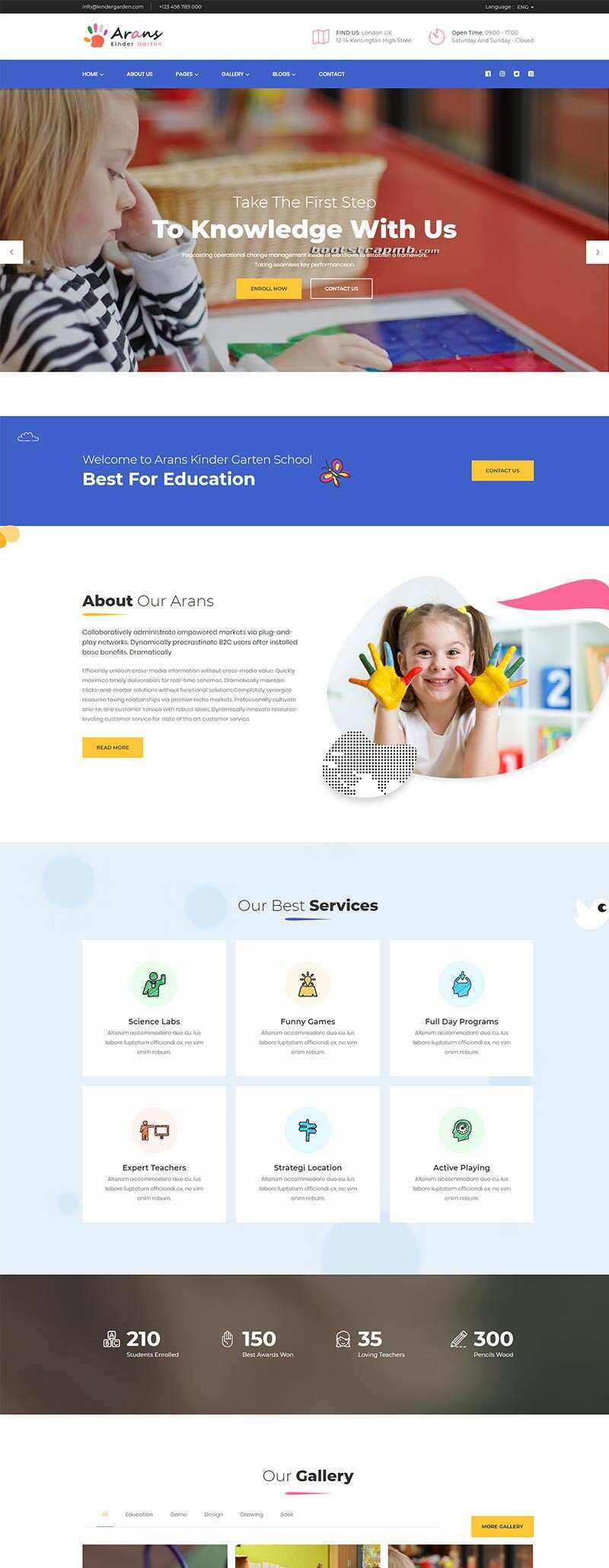 Bootstrap响应式幼儿园早教中心网站html模板 - 入巷拾玖