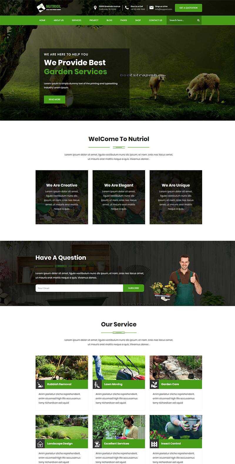 Bootstrap花园设计服务网站html模板 - 入巷拾玖