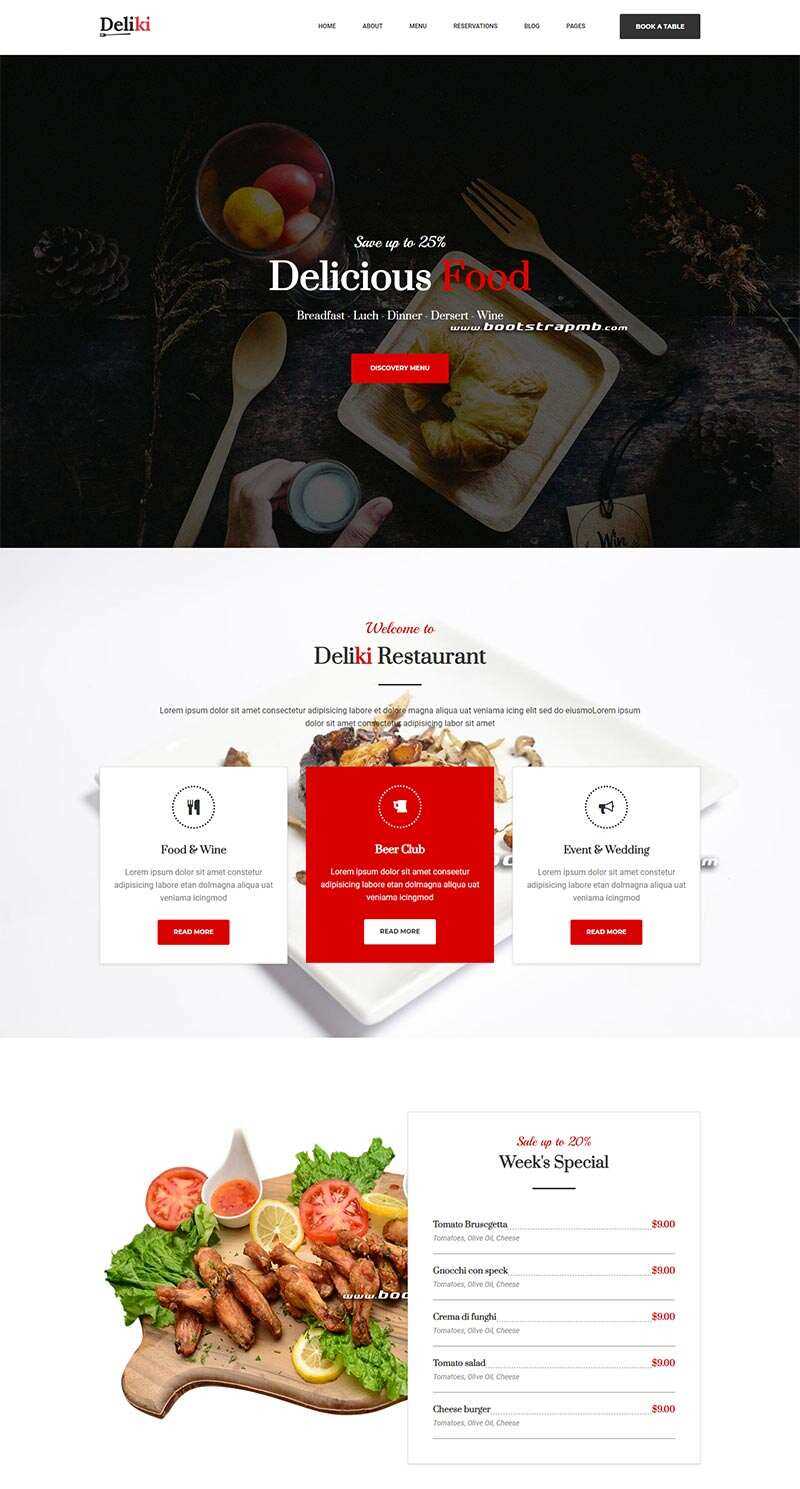 Bootstrap大气餐饮美食网站html模板 - 入巷拾玖