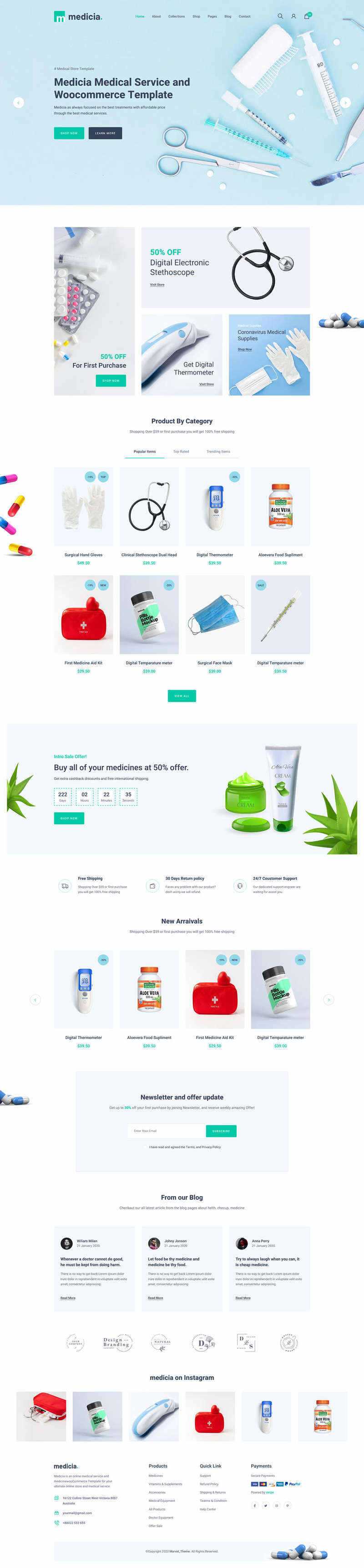 Bootstrap4医疗保健用品电子商务HTML5模板 - 入巷拾玖