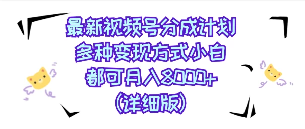 视频号创作者分成计划，多种变现方式，选择适合你领域赛道，小白轻松月入8000+（详细版） - 入巷拾玖