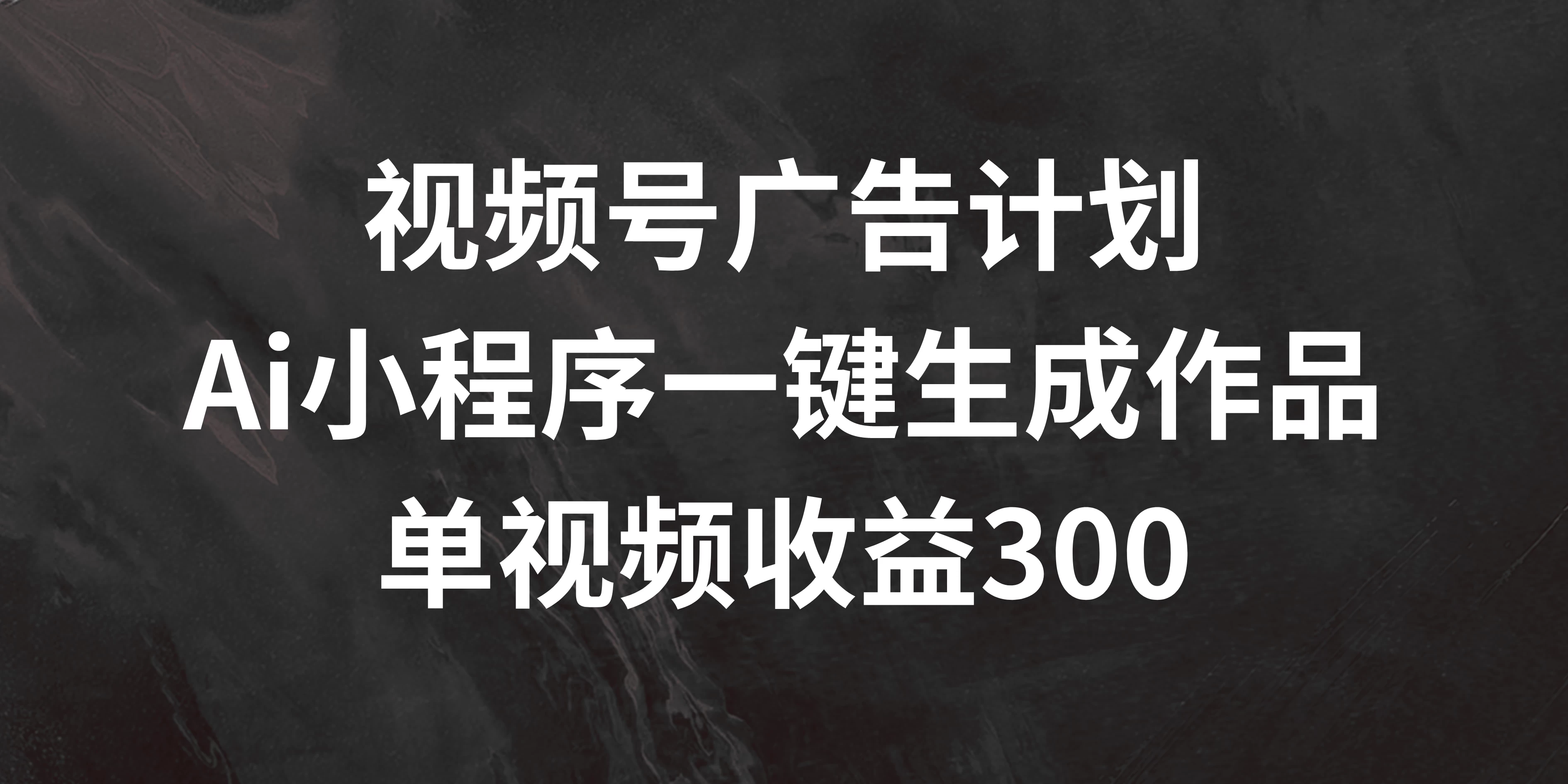 视频号广告计划 ，AI小程序一键生成作品， 单视频收益300+ - 入巷拾玖