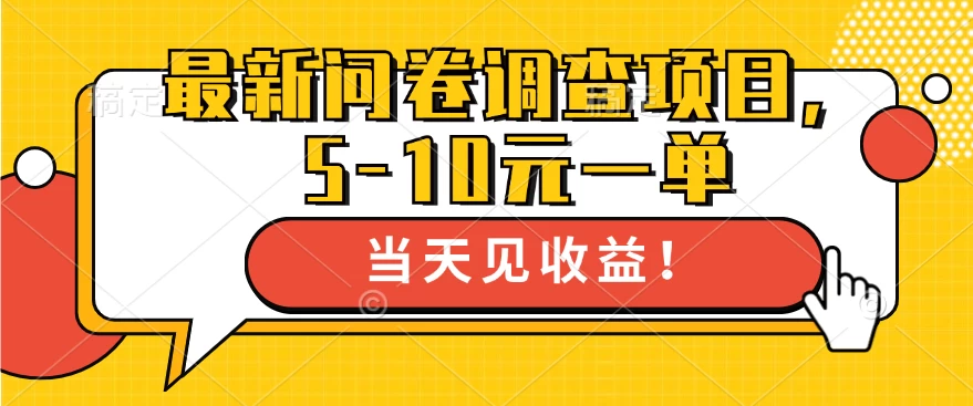 最新问卷调查项目，5-10元一单，多做多得， 单日轻松100＋ - 入巷拾玖