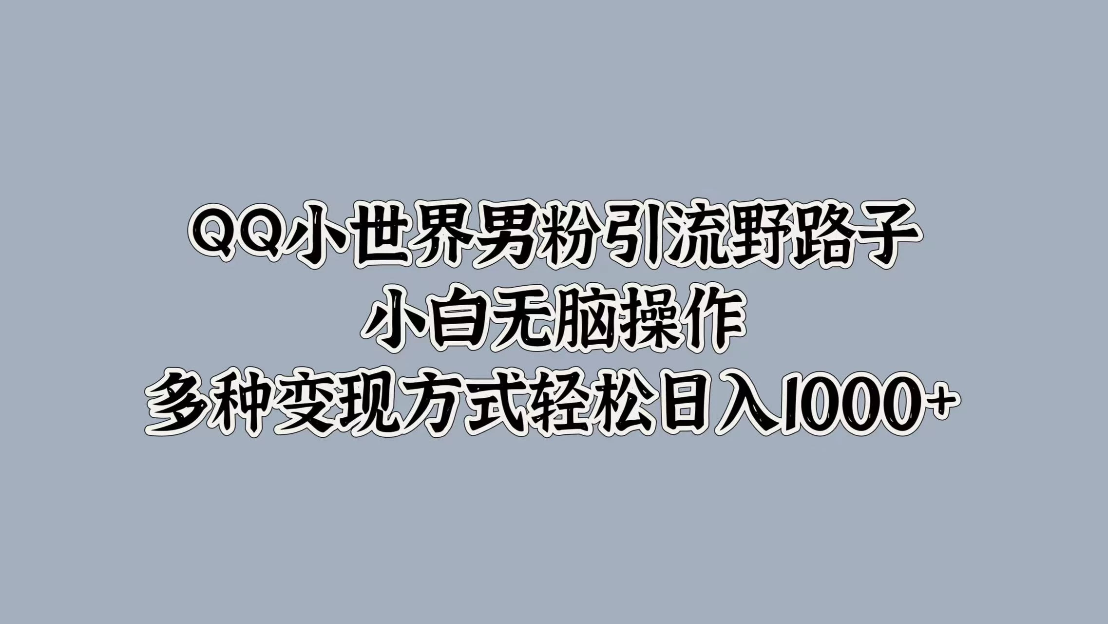 QQ小世界男粉引流野路子，小白无脑操作，多种变现方式轻松日入1000+ - 入巷拾玖