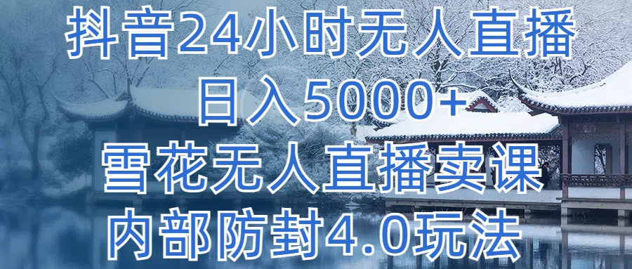 抖音24小时无人直播，日入5000+，雪花无人直播卖课，内部防封4.0玩法 - 入巷拾玖