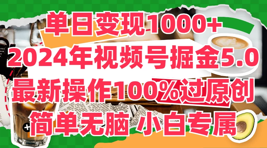 单日变现1000+，2024年视频号掘金5.0，最新骚操作100%过原创玩法，简单无脑，小白专属 - 入巷拾玖