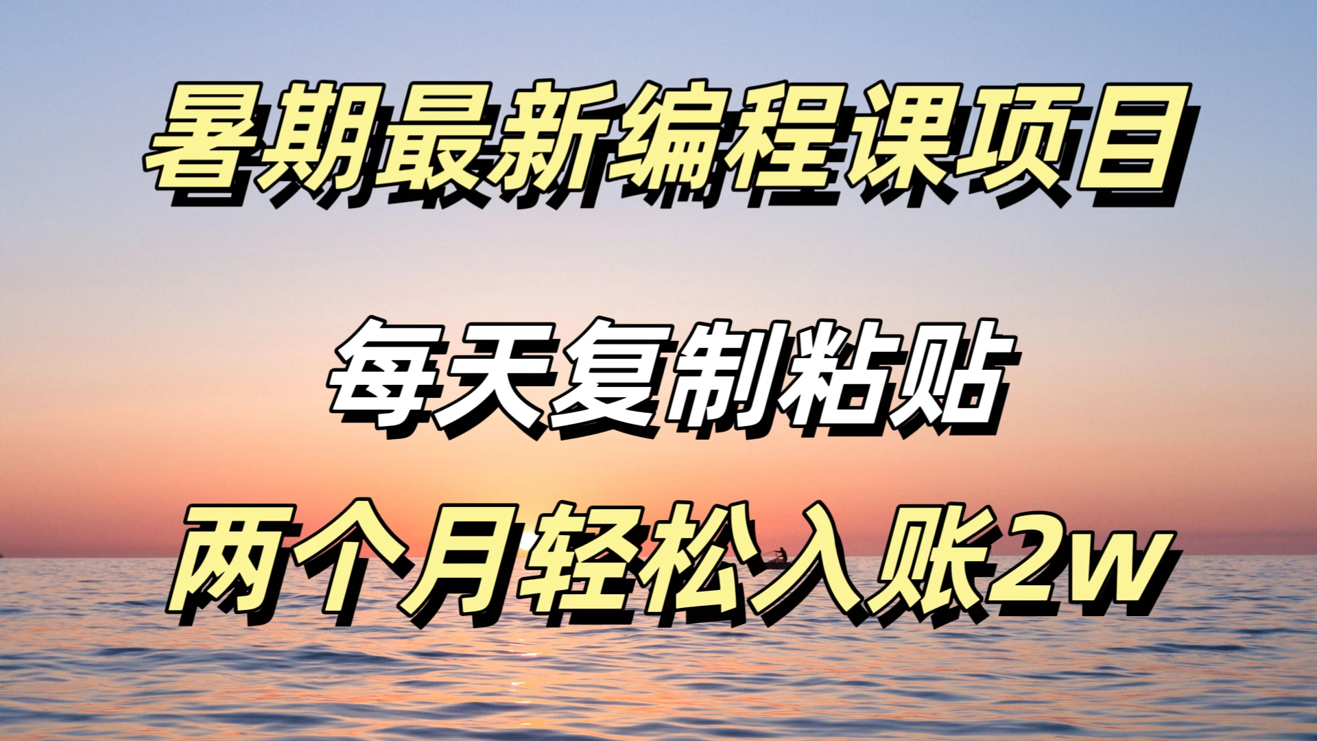 暑期最新编程课项目，简单易上手，只需复制粘贴，2w轻松到手 - 入巷拾玖