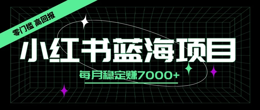 小红书蓝海项目，零门槛、高回报，每月稳定赚7000+ - 入巷拾玖
