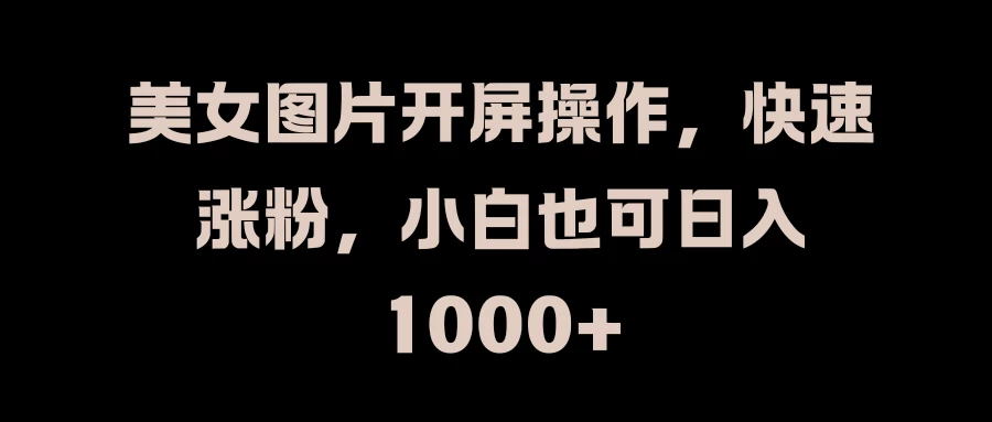 美女图片开屏操作，快速涨粉，小白也可日入1000+ - 入巷拾玖