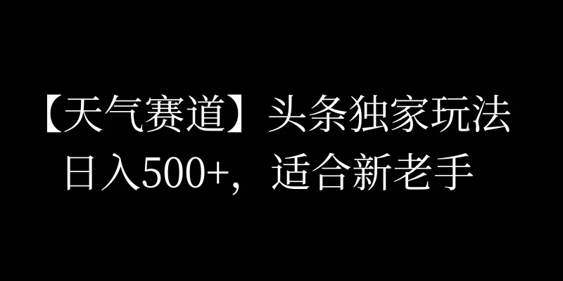 头条天气赛道，日入500+，独家玩法，AI模板写文，适合新老手 - 入巷拾玖