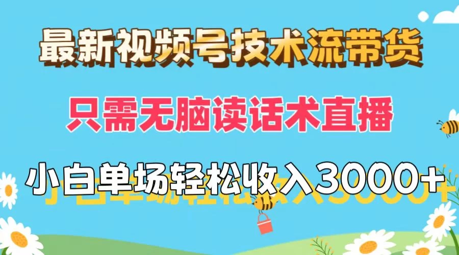 最新视频号技术流带货，只需无脑读话术直播，小白单场直播纯收益也能轻松达到3000+ - 入巷拾玖