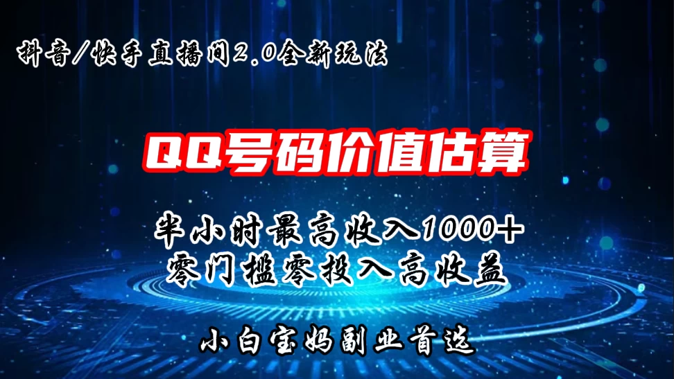 QQ号码价值估算2.0全新玩法，半小时1000+，零门槛零投入，小白首选 - 入巷拾玖