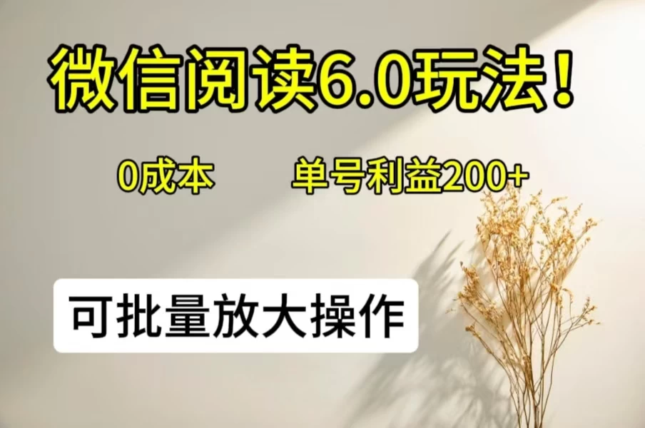 微信阅读6.0玩法！0撸，单号利益200+，可批量放大操作 - 入巷拾玖