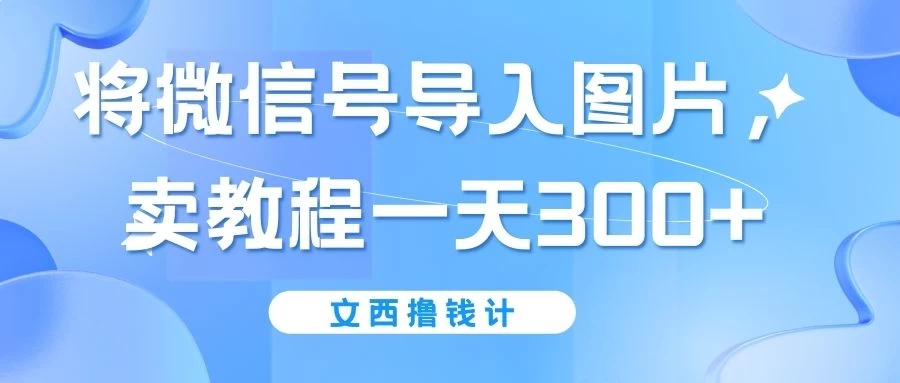将微信号导入图片，卖教程一天300+（无脑操作！有手就会！） - 入巷拾玖