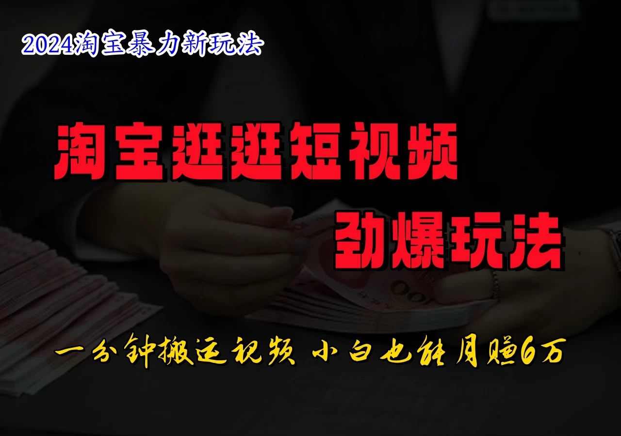 蓝海项目，淘宝逛逛视频分成计划，日入500+，只需一分钟搬运视频 - 入巷拾玖