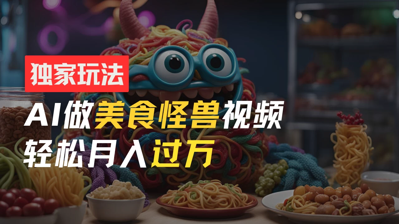 零门槛操作，AI美食怪兽短视频玩法，月入过万新手也能做！ - 入巷拾玖