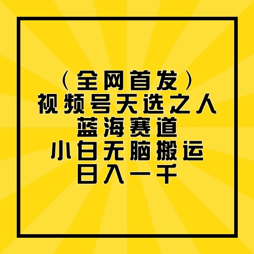 全网首发，视频号天选之人蓝海赛道，小白无脑搬运日入一千 - 入巷拾玖
