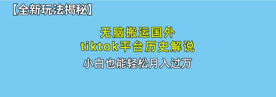 史上最简单！搬运TikTok历史视频，驱虫后轻松月赚万元 - 入巷拾玖