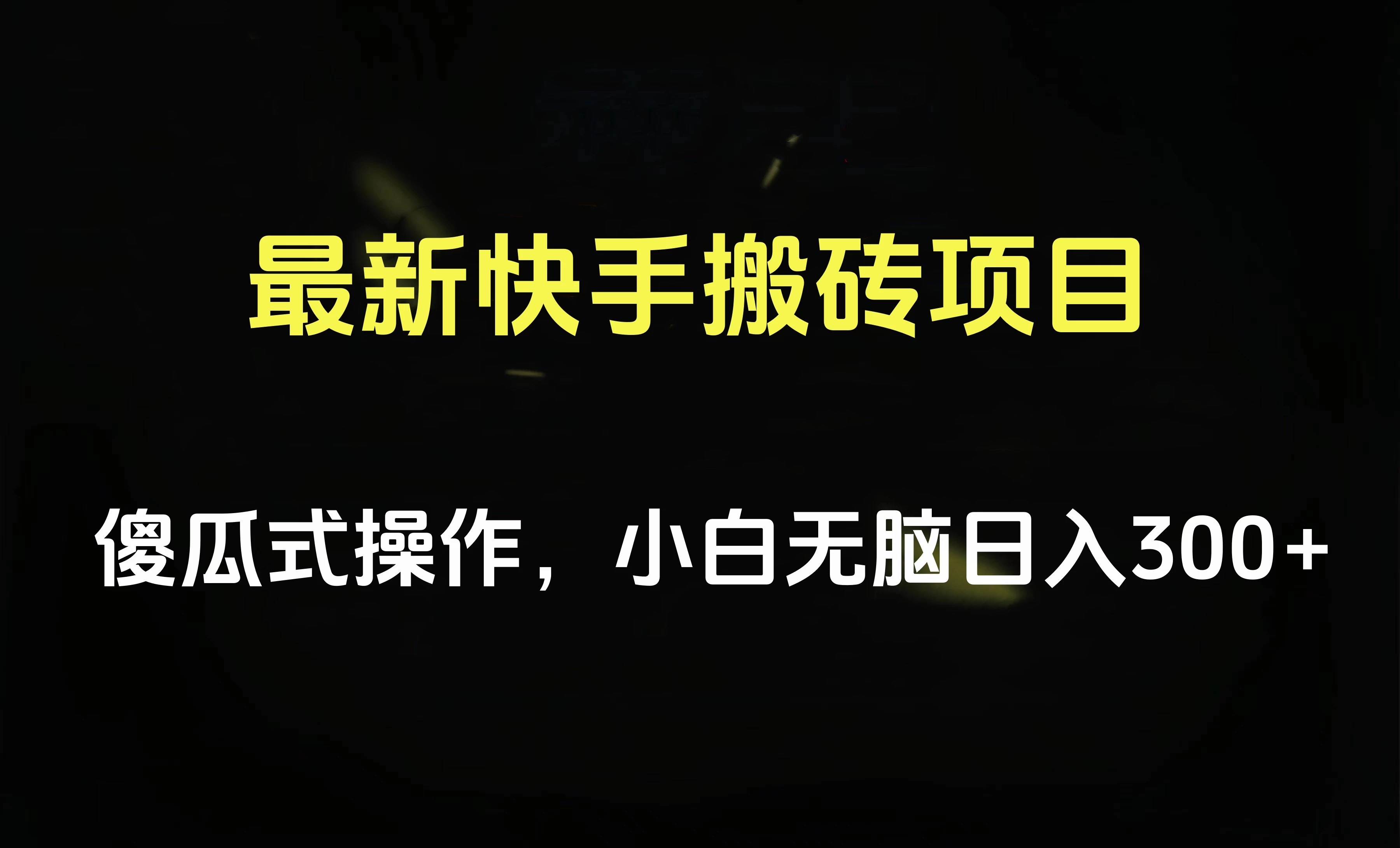 最新快手搬砖挂机，5分钟6元! 小白无脑日入300-500 - 入巷拾玖