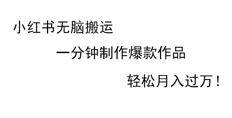 小红书无脑搬运，一分钟制作爆款作品，轻松月入过万 - 入巷拾玖