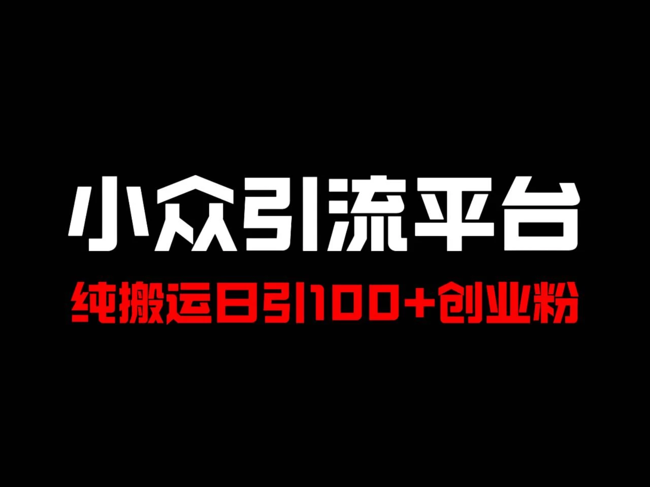 冷门引流平台，纯搬运日引100+高质量年轻创业粉！ - 入巷拾玖