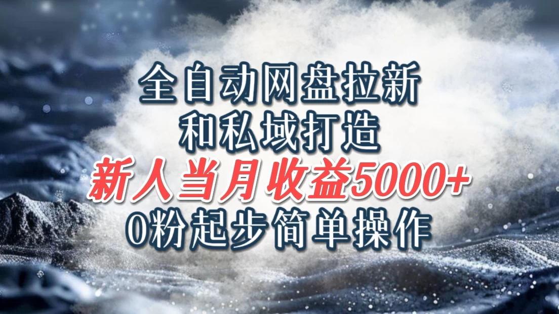 全自动网盘拉新和私域打造，0粉起步简单操作，新人入门当月收益5000以上 - 入巷拾玖
