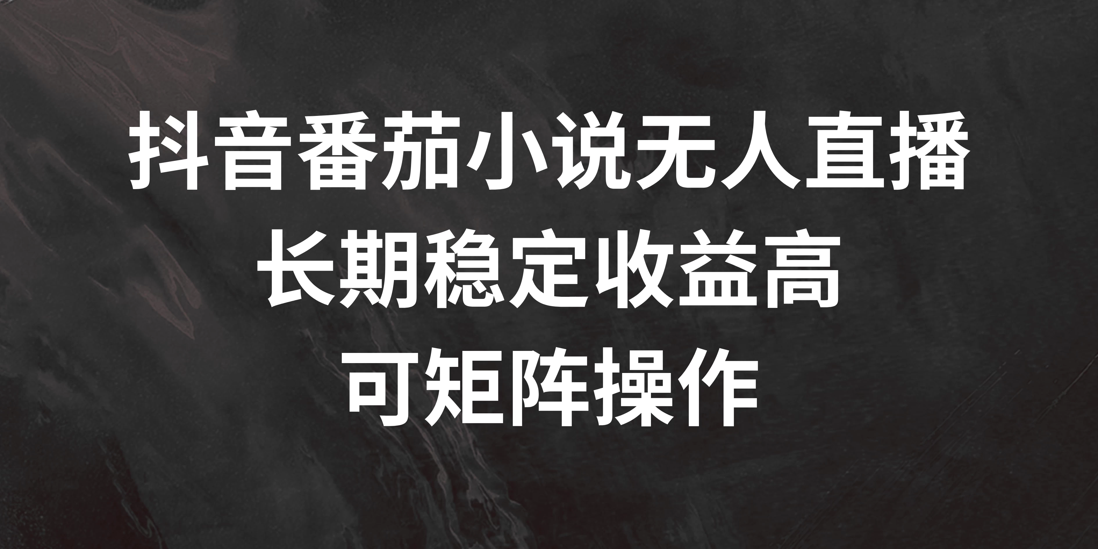 抖音番茄小说无人直播，长期稳定收益高，可矩阵操作 - 入巷拾玖