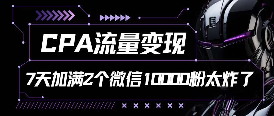 CPA流量变现，7天加满两个微信10000粉，轻轻松松加爆微信 - 入巷拾玖