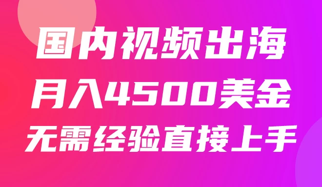 国内爆款视频出海赚美刀，实战月入4500美金，批量无脑搬运，无需经验直接上手 - 入巷拾玖