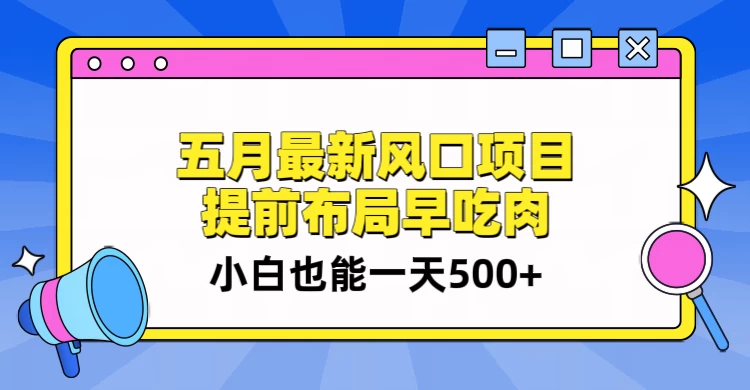 5月最新风口项目，提前布局早吃肉，小白也能一天暴利500+ - 入巷拾玖