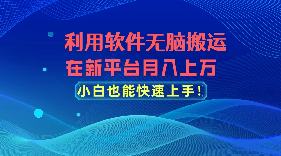 利用软件无脑搬运，在新平台月入上万，小白也能快速上手 - 入巷拾玖