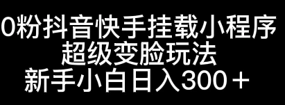 0粉抖音快手挂载小程序，超级变脸玩法，新手小白日入300+ - 入巷拾玖