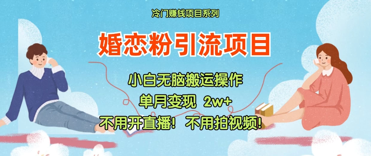 小红书婚恋粉引流，不用开直播，不用拍视频，不用做交付 - 入巷拾玖