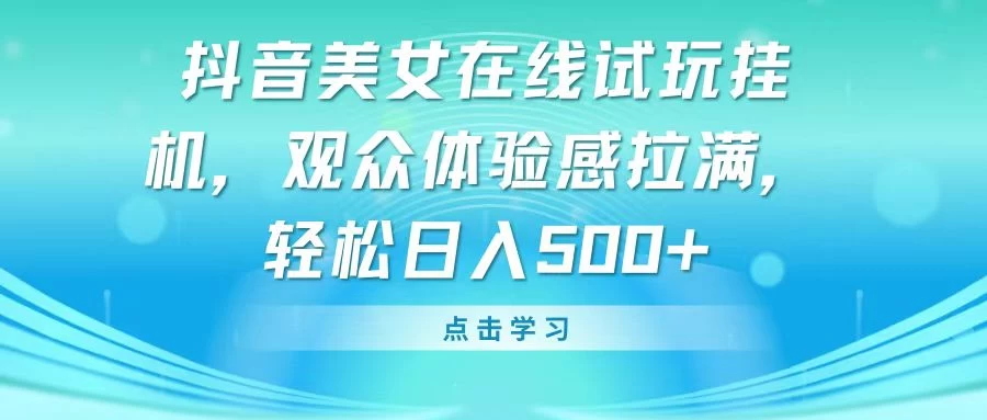 抖音美女在线试玩挂机，观众体验感拉满，轻松日入500+ - 入巷拾玖