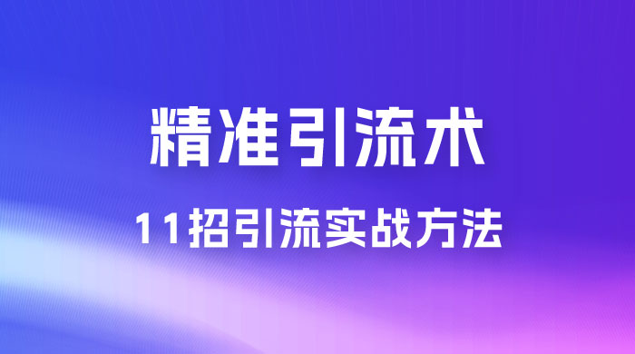 精准引流术：11 招引流实战方法，让你私域流量加到爆（共 11 课） - 入巷拾玖